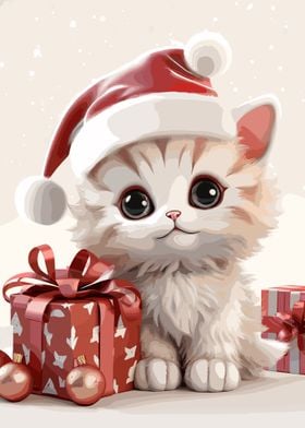 cat cute in Christmas