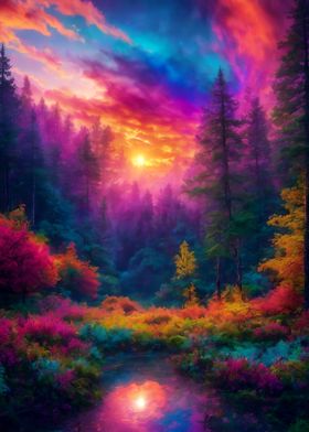 Forest coloful in nature