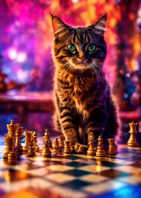 Funny Cat Playing Chess