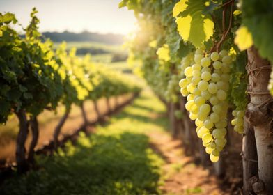 White Grapes at a Vineyard