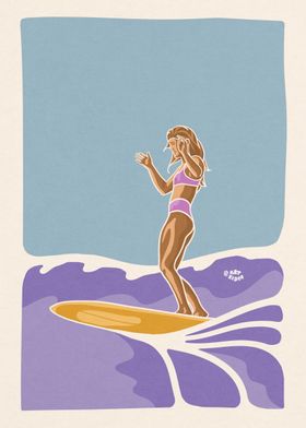 Longboard girl wave
