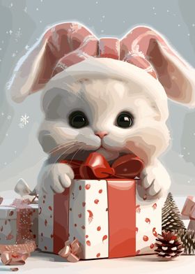 rabbit cute in Christmas