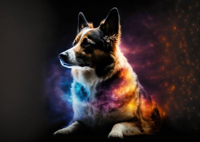 Cute dog in space
