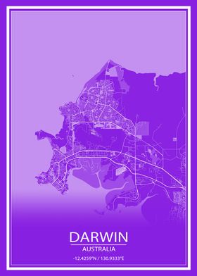 Darwin AU Purple White Map