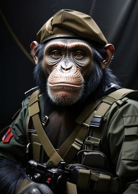 Soldier chimpanzee funny