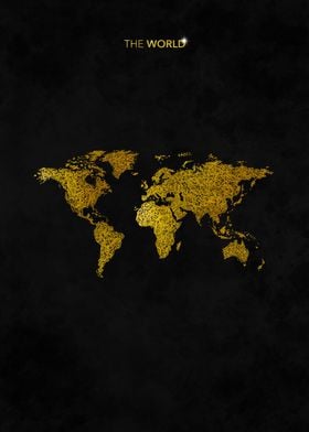 SCRIBBLES GOLD WORLD MAPS