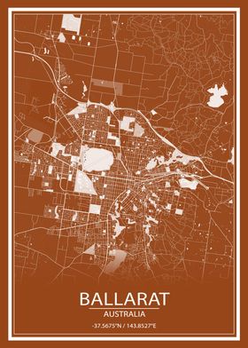 Ballarat AU Brown City Map