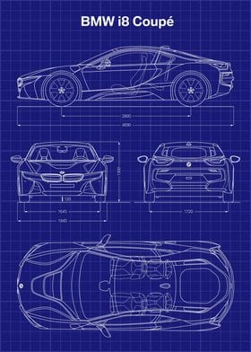 BMW i8 Coupe Car Blueprint