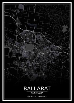 Ballarat AU Black City Map