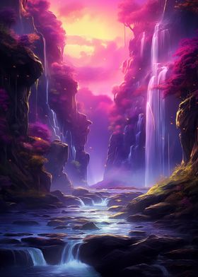 Purple Fantasy Waterfall