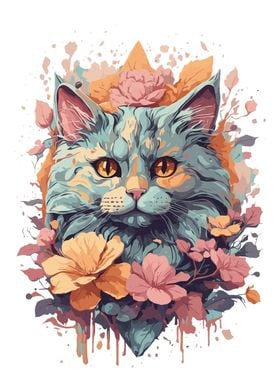 cute cat with flower