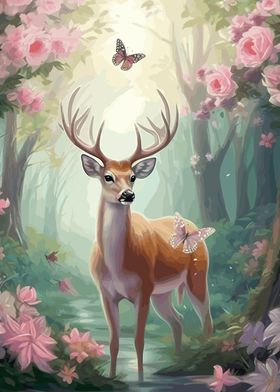 Deer With Flowers