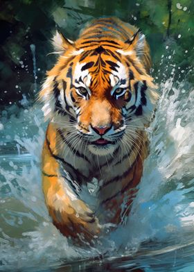 Tiger Impressionism White