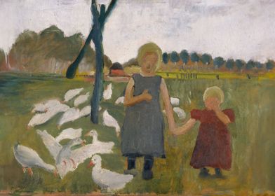 Kids with Geese