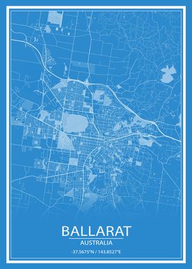 Ballarat AU Blue City Map