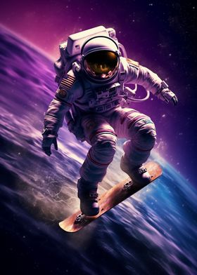 Astronaut Skateboarding