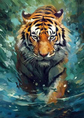 Tiger Impressionism Blue