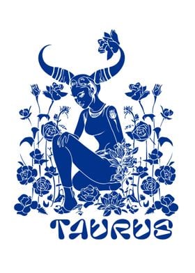 Blue portrait of Taurus