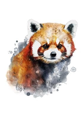 Red Panda Watercolor Art