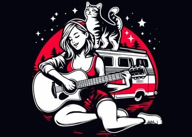 Camper Girl play Guitar