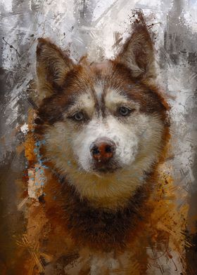 Siberian Husky Painting