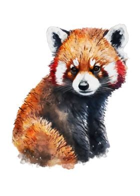 Red Panda Watercolor Art