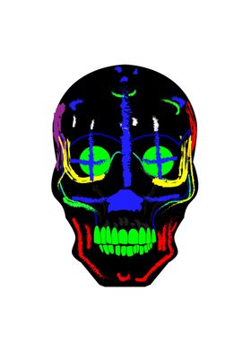 Black skull with blue and 