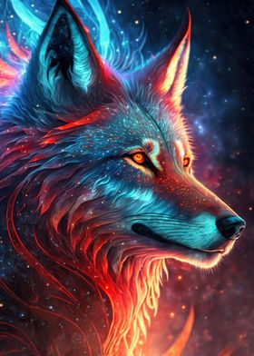 Mystical Neon Wolf