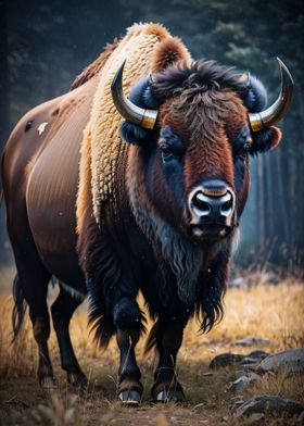 Bison in forest