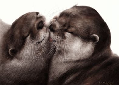 Kissing Otters