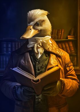 funny Duck reading a book