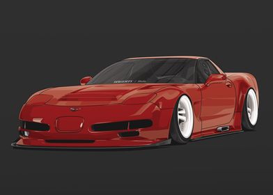 Corvette C5 Bagged Red