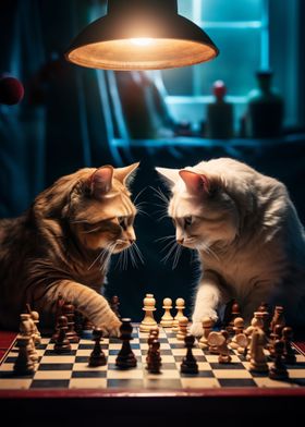 Funny Cats Playing Chess