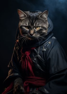 Funny Samurai Ninja Cat