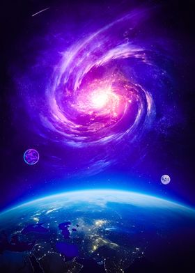 Purple Galaxy planet Earth