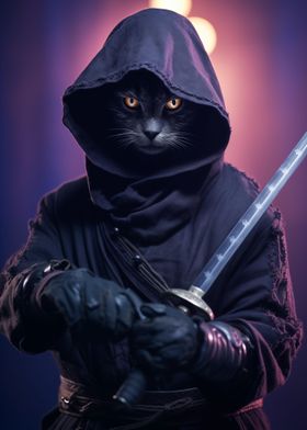 Cat Evil Samurai Sword