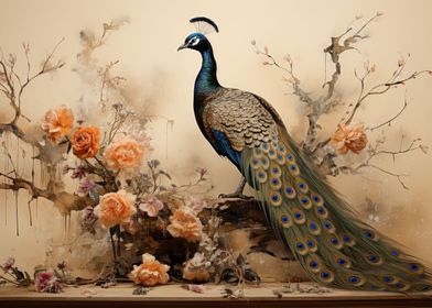 Peacock still life