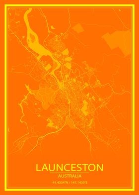 Launceston AUS Orange Map