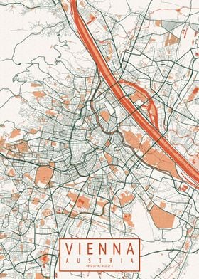 Vienna City Map Bohemian