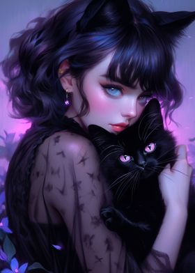 Whimsical Gothic Cat Lady
