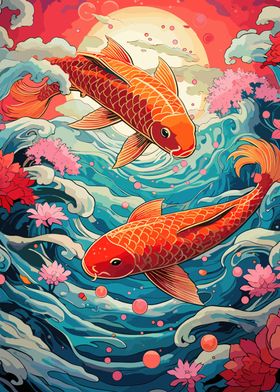 Koi Watercolor Fish' Poster, picture, metal print, paint by DecoyDesign