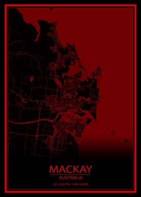 Mackay Australia Red Map