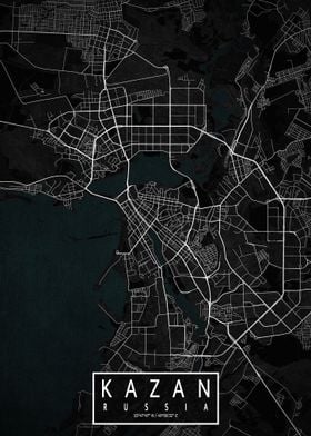 Kazan City Map Dark