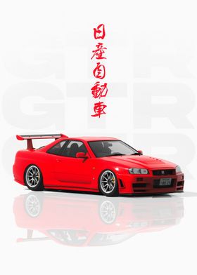 Red JDM Nissan GTR R34