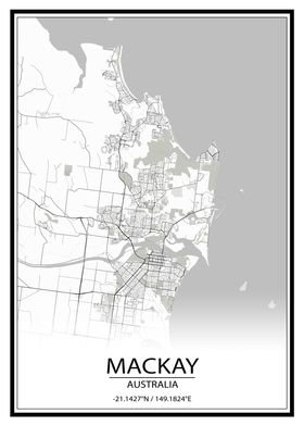 Mackay Australia White Map