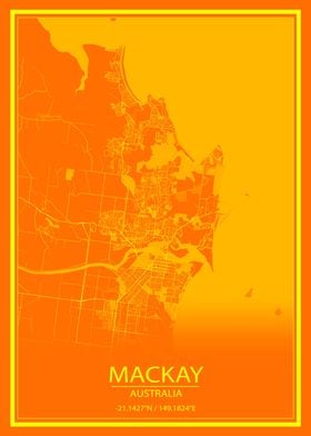 Mackay AUS Orange City Map