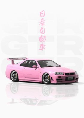 Pink JDM Nissan GTR R34