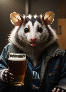 Opossum drinking funny