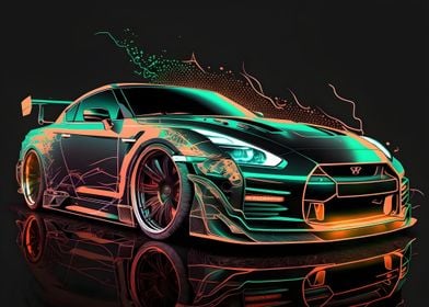 Neon Painted Nissan R35