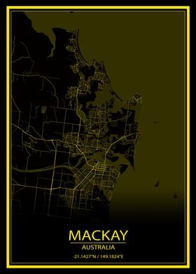 Mackay AUS Yellow City Map